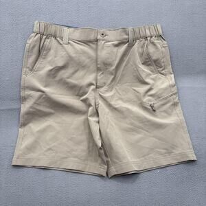 Weatherproof Vintage Tech Shorts Mens 36 Beige Stretch Pocket Athletic 9 Inseam